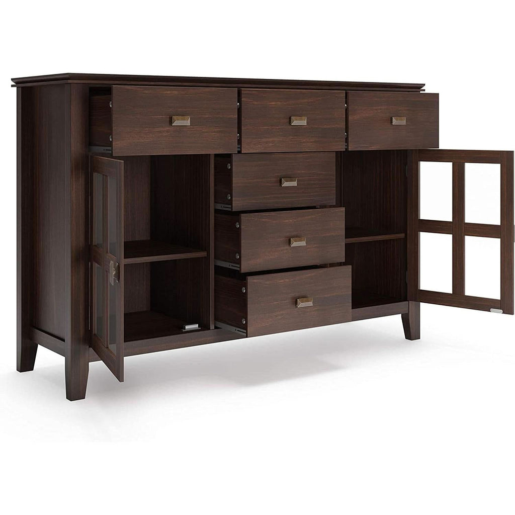 Chestnut Brown Contemporary Sideboard With Glass Doors