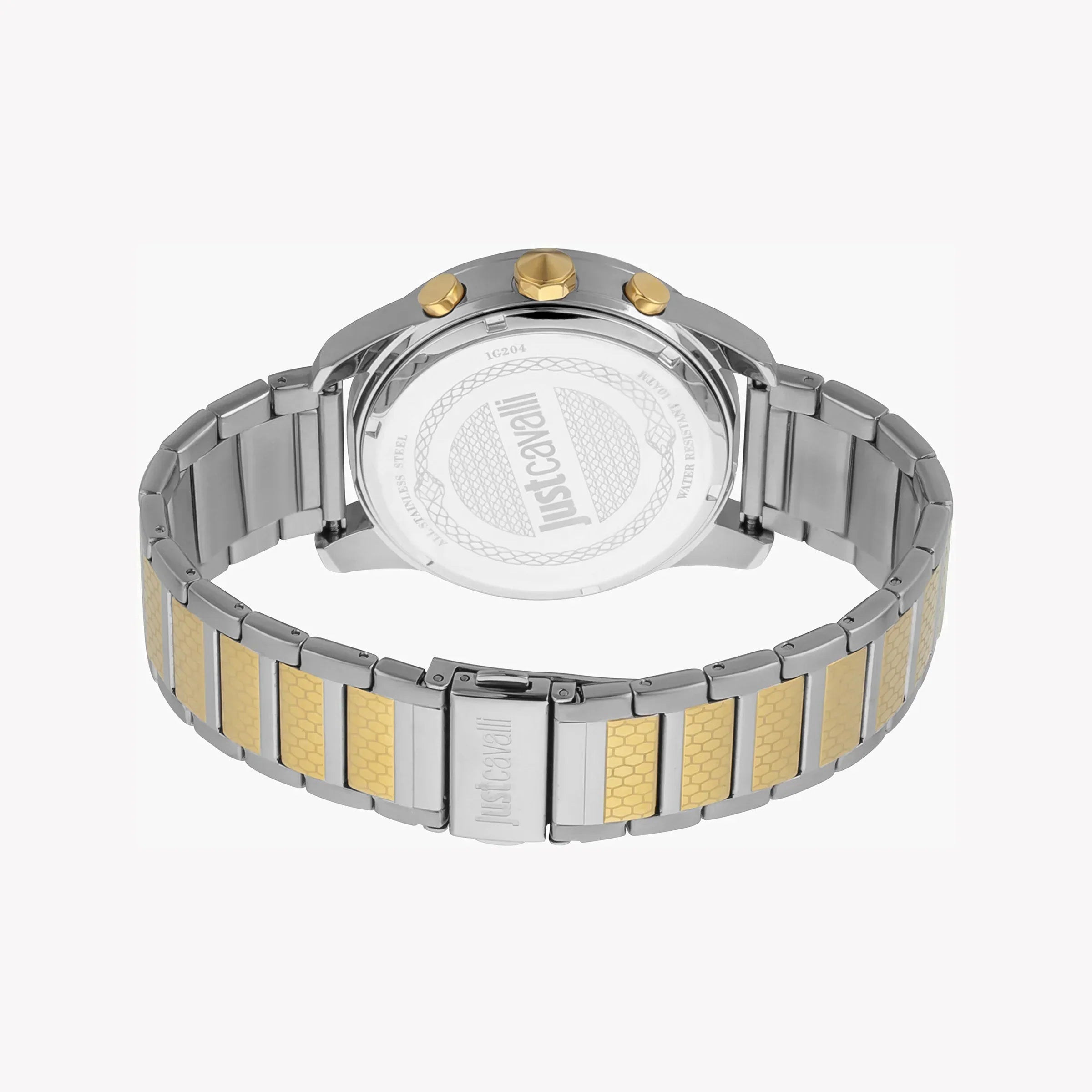 Just Cavalli Men's Silver & Gold Watch, Black Dial | Jc1g204m0075