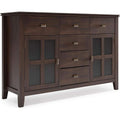 Chestnut Brown Contemporary Sideboard With Glass Doors