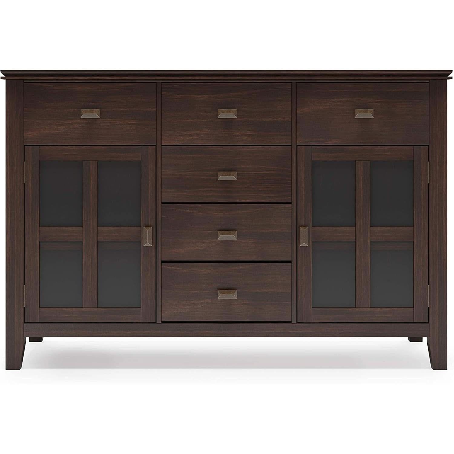 Chestnut Brown Contemporary Sideboard With Glass Doors