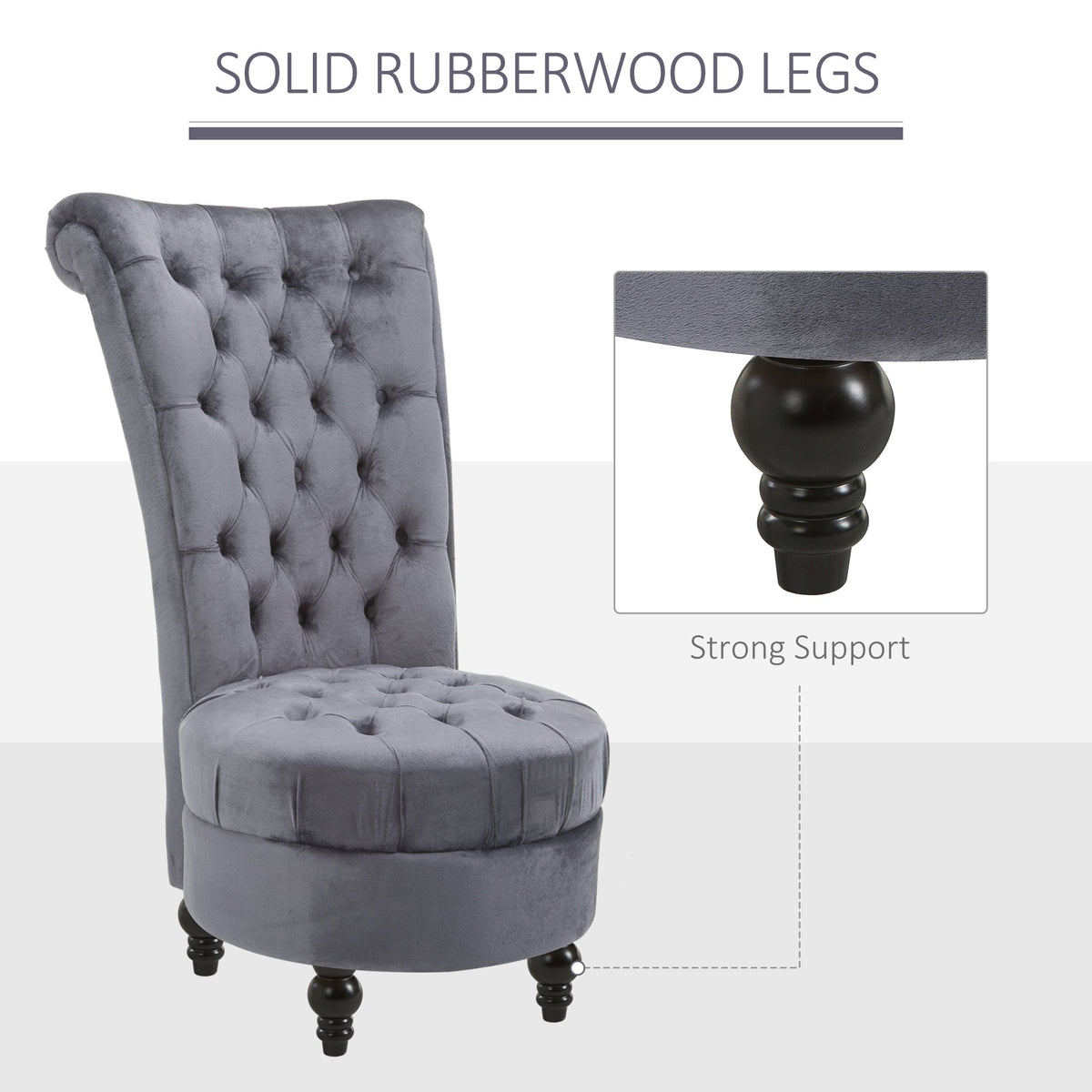 45" Tufted High Back Velvet Accent Chair - Ash Grey